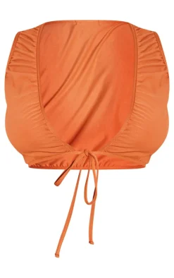 Best PrettyLittleThing Shape Slinky Tie Front Sleeveless Top Bright Orange