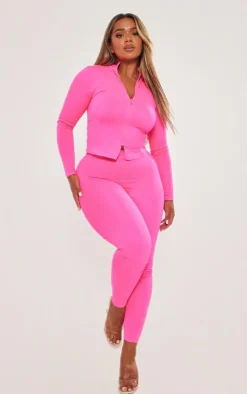 PrettyLittleThing Workout Tops*Shape Branded Contour Zip Long Sleeve Gym Top