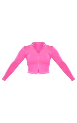 PrettyLittleThing Workout Tops*Shape Branded Contour Zip Long Sleeve Gym Top
