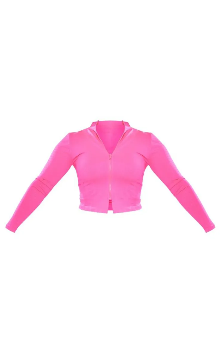 PrettyLittleThing Workout Tops*Shape Branded Contour Zip Long Sleeve Gym Top