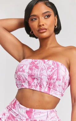 Best PrettyLittleThing Shape Camo Printed Bandeau Bright Pink