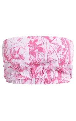 Best PrettyLittleThing Shape Camo Printed Bandeau Bright Pink