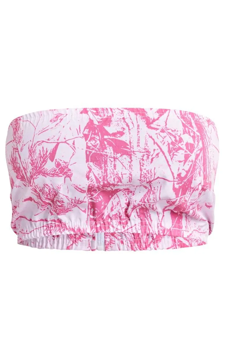 Best PrettyLittleThing Shape Camo Printed Bandeau Bright Pink
