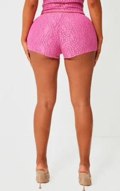 Discount PrettyLittleThing Shape Textured Woven Hot Pants Bright Pink