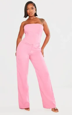 PrettyLittleThing Shape Woven Low Rise Pants Bright Pink