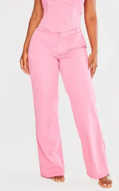 PrettyLittleThing Shape Woven Low Rise Pants Bright Pink