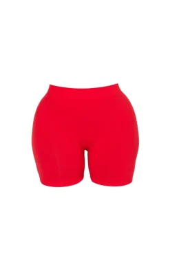 Online PrettyLittleThing Shape Fitted Seamless Shorts Bright Red