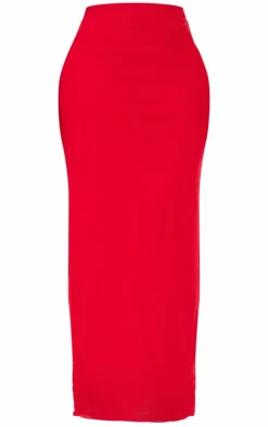 Outlet PrettyLittleThing Shape Mesh Printed Detail Maxi Skirt Bright Red