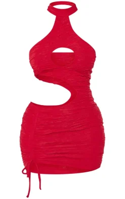 Shape Textured High Neck Cut Out Bodycon Dress-PrettyLittleThing Hot