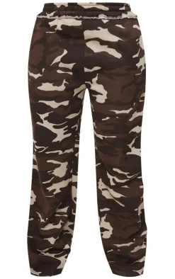 New PrettyLittleThing Shape Camo Print Wide Leg Sweatpants Brown