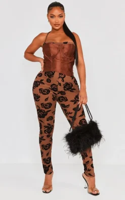 Shape Corset Detail Devore Jumpsuit-PrettyLittleThing Outlet