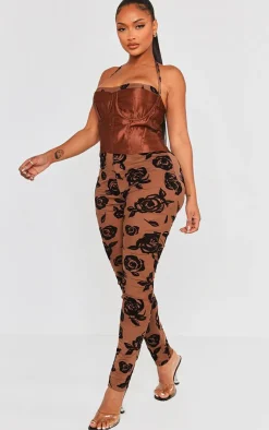 Shape Corset Detail Devore Jumpsuit-PrettyLittleThing Outlet