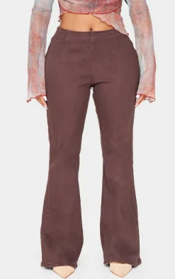 Outlet PrettyLittleThing Shape Denim Lace Up Back Flare Jeans Brown
