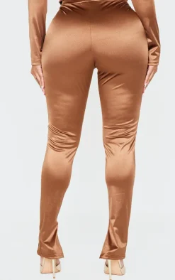 Outlet PrettyLittleThing Shape Disco Sculpt Pintuck Leggings Brown