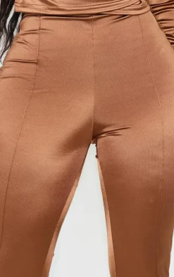 Outlet PrettyLittleThing Shape Disco Sculpt Pintuck Leggings Brown