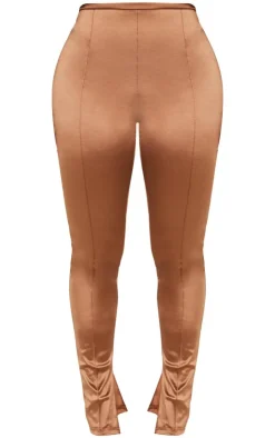 Outlet PrettyLittleThing Shape Disco Sculpt Pintuck Leggings Brown