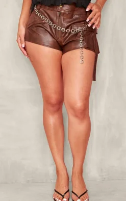 Shape Faux Leather Belt Detail Hot Pants-PrettyLittleThing New