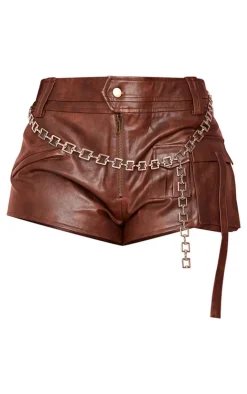 Shape Faux Leather Belt Detail Hot Pants-PrettyLittleThing New