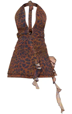 Shape Leopard Printed Woven Extreme Plunge Dress-PrettyLittleThing Sale