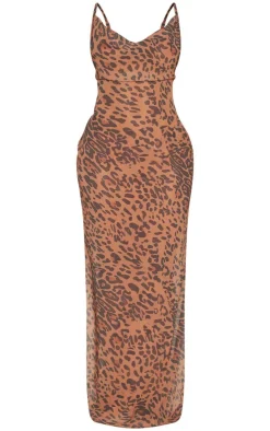 Shape Leopard Print Strappy Cowl Neck Maxi Dress-PrettyLittleThing Outlet