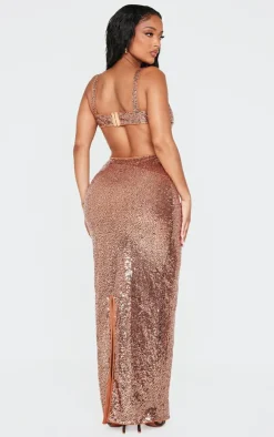 Shape Open Back Fitted Sequin Maxi Dress-PrettyLittleThing Clearance
