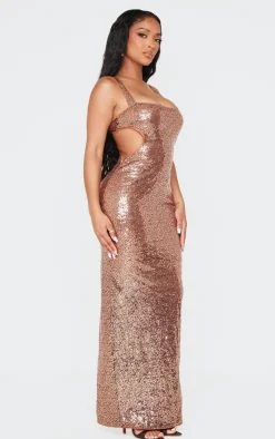 Shape Open Back Fitted Sequin Maxi Dress-PrettyLittleThing Clearance