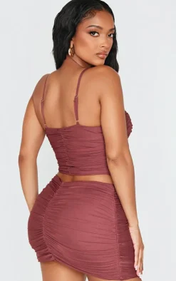 Shape Plunge Front Ruched Cami Top-PrettyLittleThing Online