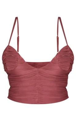 Shape Plunge Front Ruched Cami Top-PrettyLittleThing Online