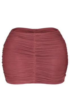 Hot PrettyLittleThing Shape Ruched Mini Skirt Brown