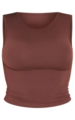 Best PrettyLittleThing Shape Sculpted Longline Racer Top Brown
