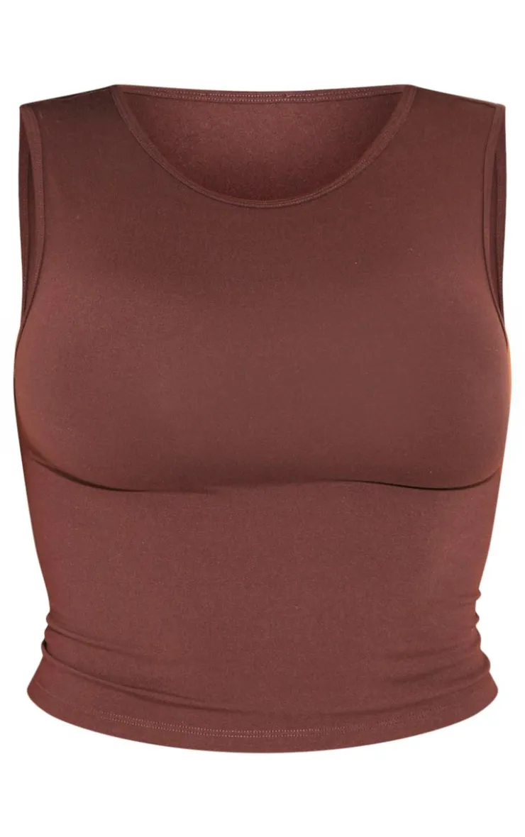Best PrettyLittleThing Shape Sculpted Longline Racer Top Brown