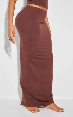 Clearance PrettyLittleThing Shape Sculpted Low Rise Maxi Skirt Brown