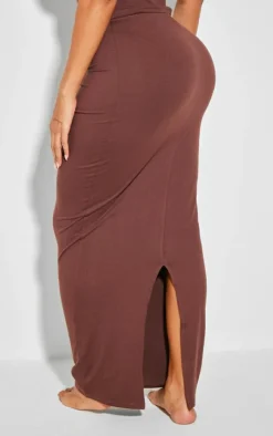 Clearance PrettyLittleThing Shape Sculpted Low Rise Maxi Skirt Brown