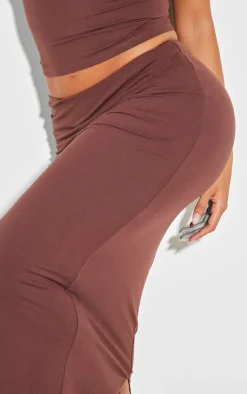 Clearance PrettyLittleThing Shape Sculpted Low Rise Maxi Skirt Brown