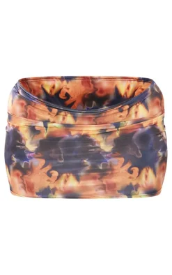 Best PrettyLittleThing Shape Slinky Abstract Print Micro Mini Skirt Brown