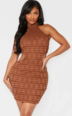 Shape Textured High Neck Backless Bodycon Dress-PrettyLittleThing Best