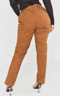 Shape Brown Washed Faux Leather Lace Detail Pants