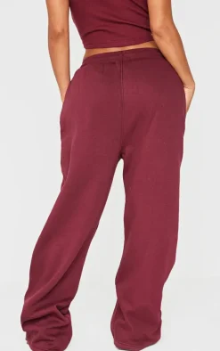 Shape Burgundy Binded High Waist Wide Leg Sweatpants