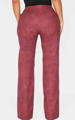 Shape Burgundy Faux Leather Lace Up Flare Pants