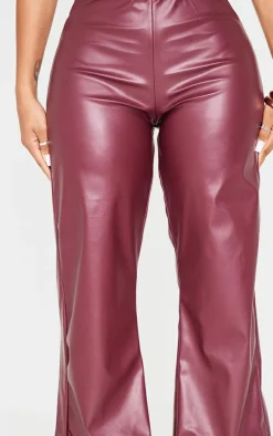 Online PrettyLittleThing Shape Faux Leather Pants Burgundy