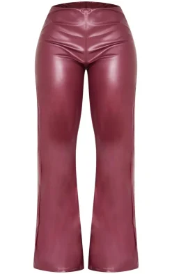 Online PrettyLittleThing Shape Faux Leather Pants Burgundy