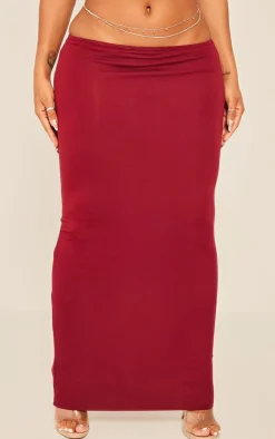 Sale PrettyLittleThing Shape Jersey Low Waist Maxi Skirt Burgundy