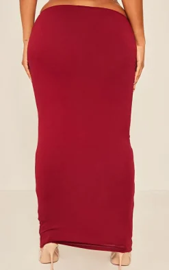 Sale PrettyLittleThing Shape Jersey Low Waist Maxi Skirt Burgundy