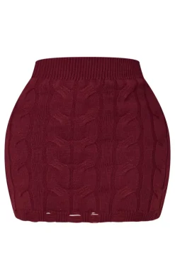 Sale PrettyLittleThing Shape Knitted Mini Skirt Burgundy