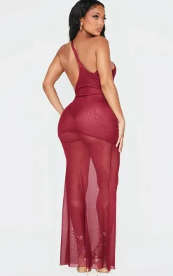 Shape Mesh Insert Asymmetric Cut Out Maxi Dress-PrettyLittleThing Hot