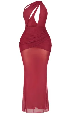 Shape Mesh Insert Asymmetric Cut Out Maxi Dress-PrettyLittleThing Hot