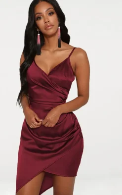 Shape Satin Wrap Dress-PrettyLittleThing