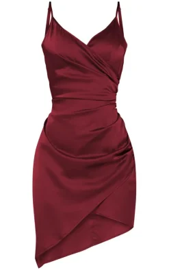 Shape Satin Wrap Dress-PrettyLittleThing