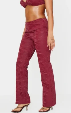 Clearance PrettyLittleThing Shape Washed Faux Leather Panel Detail Pants Burgundy