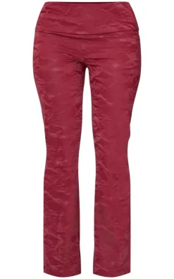 Clearance PrettyLittleThing Shape Washed Faux Leather Panel Detail Pants Burgundy